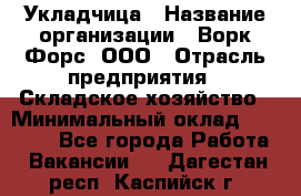 Укладчица › Название организации ­ Ворк Форс, ООО › Отрасль предприятия ­ Складское хозяйство › Минимальный оклад ­ 30 000 - Все города Работа » Вакансии   . Дагестан респ.,Каспийск г.